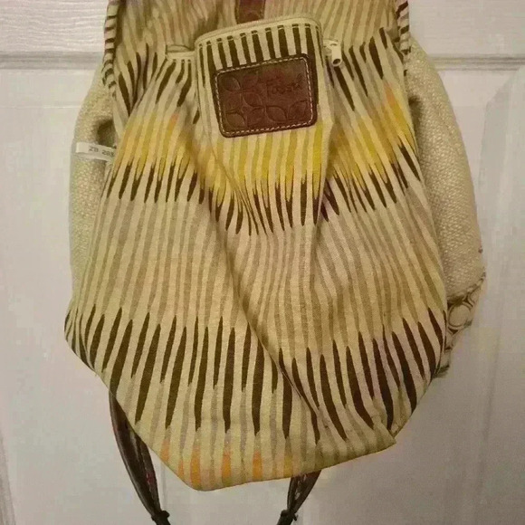 Fossil Cream Wicker Leather Straps Bohemian Purse Satchel Handbag Shoulder Bag - Picture 5 of 9